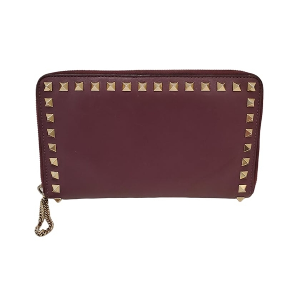Valentino authentic Burgundy leather Rockstud Wallet - Picture 5 of 8